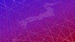 Digital gradient background of Japan map.