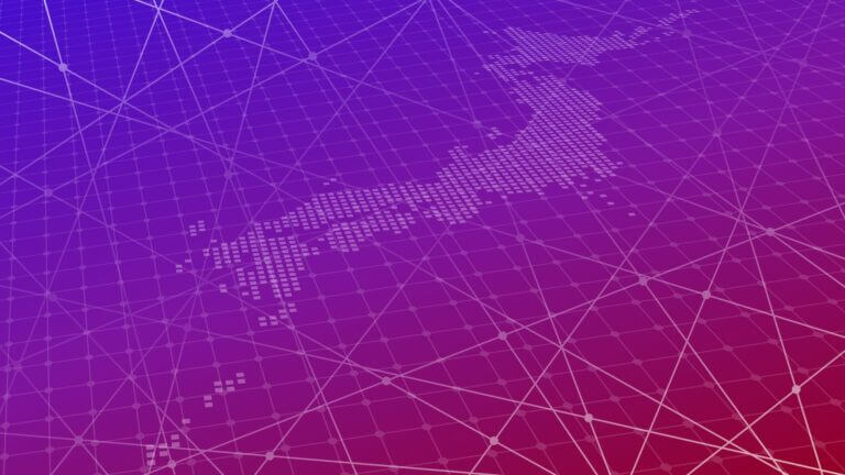 Digital gradient background of Japan map.