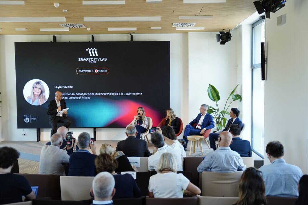 2026.07.22_Conferenza di lancio Innovation Hub_F+V e SCL Milano_Da dx Chiodaroli (PwC Italia)_ Magnino (F+V)_ Scopelliti (Comune di Milano)_ Pavone (Comune di Milano) 1